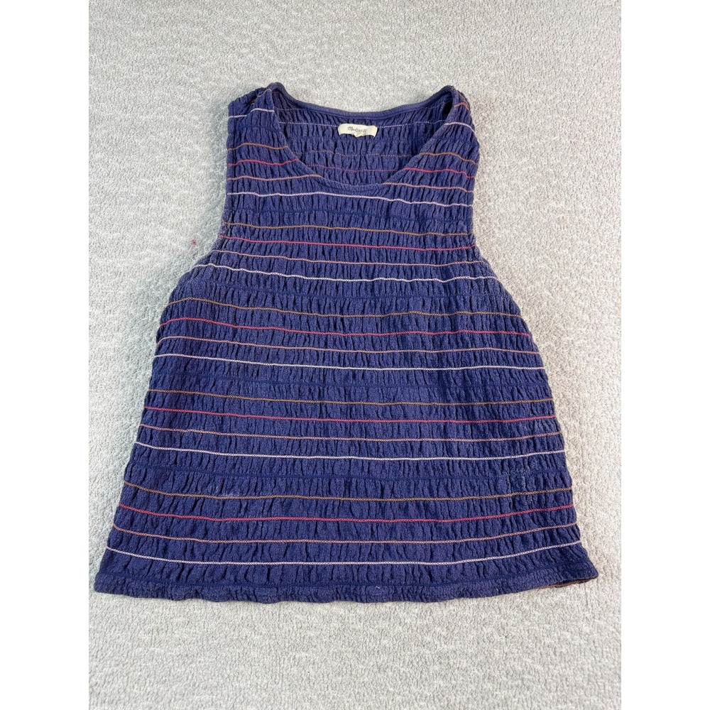Madewell Navy Blue Tank Top with Pink Stripe Detail